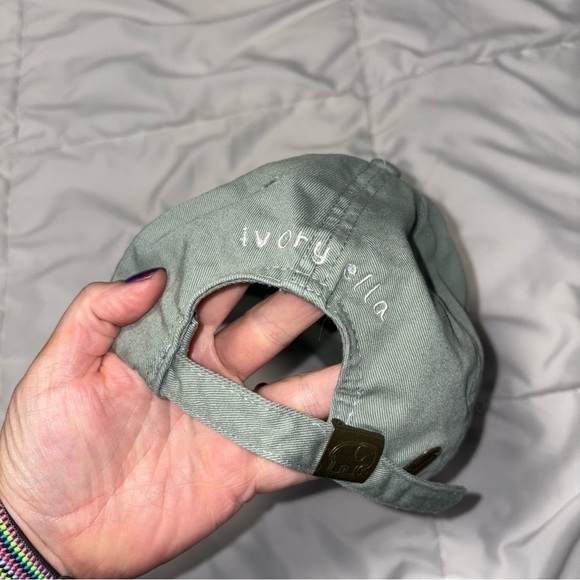 Ivory Ella Sage Green Adjustable Baseball Cap with Elephant Logo - Picture 2 of 4